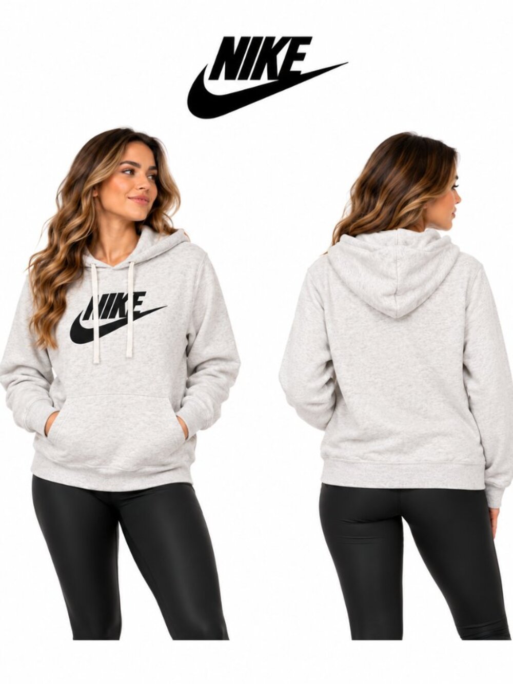 Nike Sportswear Essential Womens Fleece Hoodie Grey DQ5775-051 XS